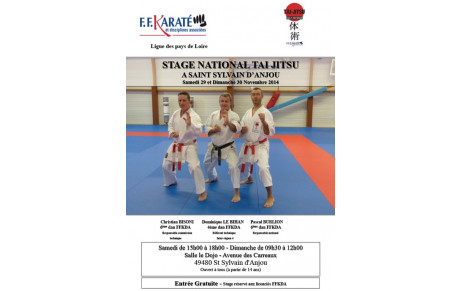 STAGE NATIONAL TAÏ-JITSU ZONE OUEST - 29 et 30 novembre 2014
